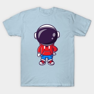 Cute Cool Astronaut With Jacket And Jeans Cartoon T-Shirt